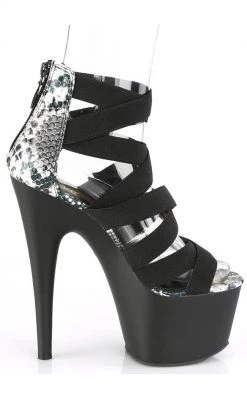 Pleaser ADORE-748SP Black Elastic Snake Print Ankle Boots