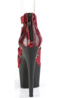 Pleaser ADORE-748SP Wine Elastic Snake Print Ankle Boots Pole Shoes