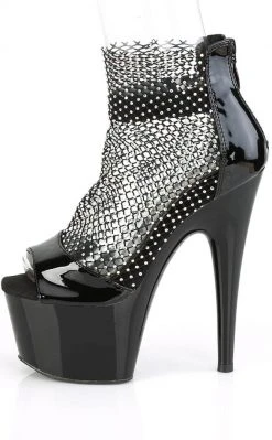 Pleaser Pole Shoes ADORE-765RM Black Patent Rhinestone Mesh Heels