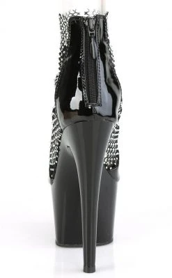 Pleaser Pole Shoes ADORE-765RM Black Patent Rhinestone Mesh Heels