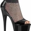 Pleaser Pole Shoes ADORE-765RM Black Patent Rhinestone Mesh Heels