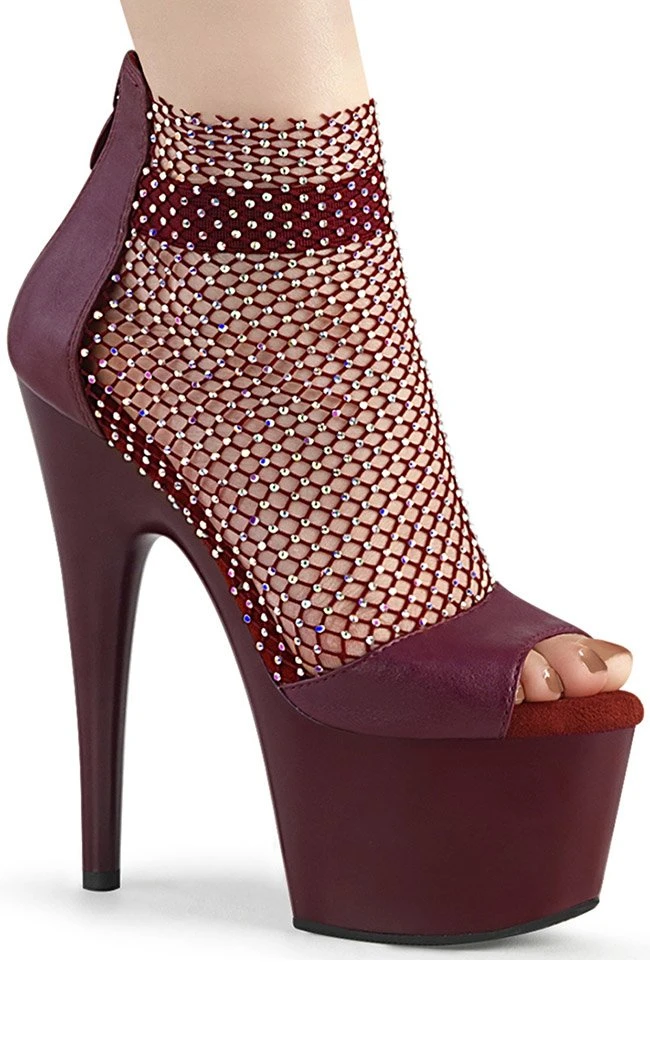 Pleaser Pole Shoes ADORE-765RM Burgundy Rhinestone Mesh Heels 3 Pleaser Pole Shoes ADORE-765RM Burgundy Rhinestone Mesh Heels