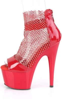 Pleaser ADORE-765RM Red Patent Rhinestone Mesh Heels