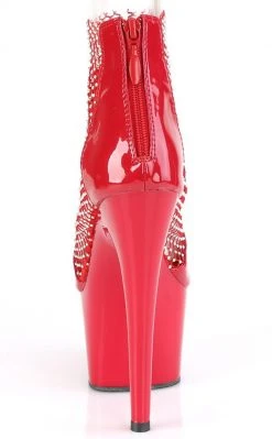Pleaser ADORE-765RM Red Patent Rhinestone Mesh Heels