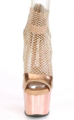 Pleaser ADORE-765RM Rose Gold Chrome Rhinestone Mesh Heels (Last Pair: Size 9) Sale