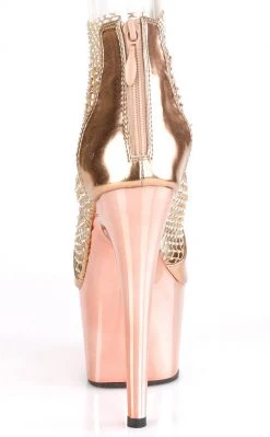 Pleaser ADORE-765RM Rose Gold Chrome Rhinestone Mesh Heels (Last Pair: Size 9) Sale