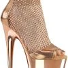 Pleaser ADORE-765RM Rose Gold Chrome Rhinestone Mesh Heels Pole Shoes