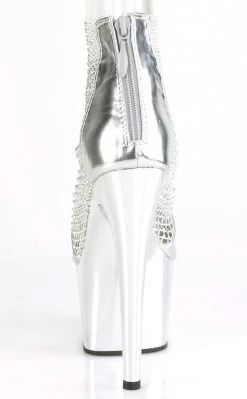 Pleaser Pole Shoes ADORE-765RM Silver Chrome Rhinestone Mesh Heels
