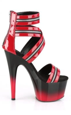 Pleaser ADORE-766 Red Patent/ Blk-Red Zipper Heels