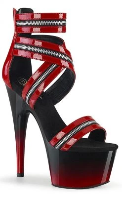 Pleaser ADORE-766 Red Patent/ Blk-Red Zipper Heels