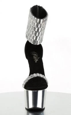 Pleaser Pole Shoes ADORE-789RS Blk/Slv Chrome Heels