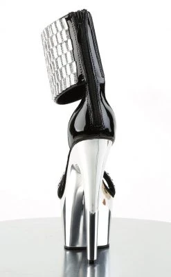 Pleaser Pole Shoes ADORE-789RS Blk/Slv Chrome Heels