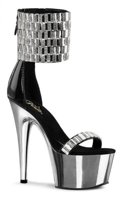 Pleaser Pole Shoes ADORE-789RS Blk/Slv Chrome Heels