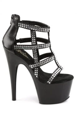 Pleaser Pole Shoes ADORE-798 Black Faux Leather Heels