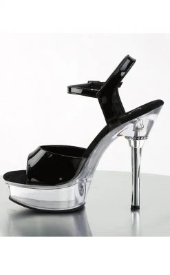 Pleaser ALLURE-609 Blk Patent & Clear Heels