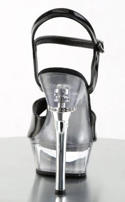 Pleaser ALLURE-609 Blk Patent & Clear Heels