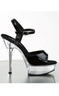 Pleaser ALLURE-609 Blk Patent & Clear Heels