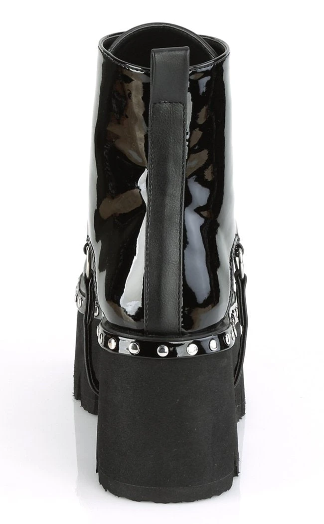 Demonia Shoes ASHES-100 Black Vegan Patent Platform Ankle Boots 6 Demonia Shoes ASHES-100 Black Vegan Patent Platform Ankle Boots