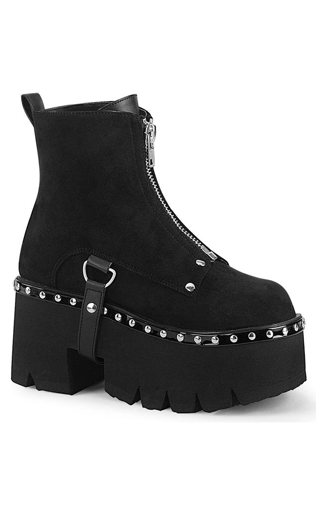 Demonia ASHES-100 Black Vegan Suede Platform Ankle Boots 3 Demonia ASHES-100 Black Vegan Suede Platform Ankle Boots