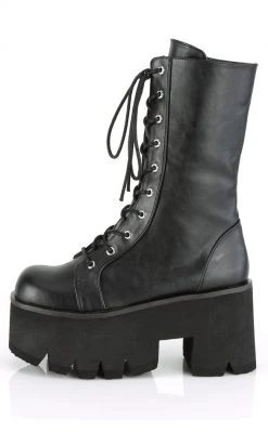 Demonia ASHES-105 Black Vegan Leather Platform Combat Boots Shoes
