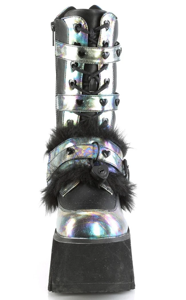 Demonia ASHES-120 Black & Green Multi Oil Slick Platform Boots 4 Demonia ASHES-120 Black & Green Multi Oil Slick Platform Boots