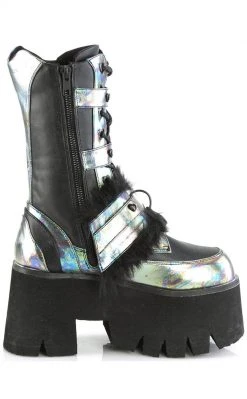 Demonia ASHES-120 Black & Green Multi Oil Slick Platform Boots 11 Demonia ASHES-120 Black & Green Multi Oil Slick Platform Boots