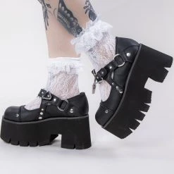 Demonia ASHES-33 Black Platform Mary Janes (Au Stock)