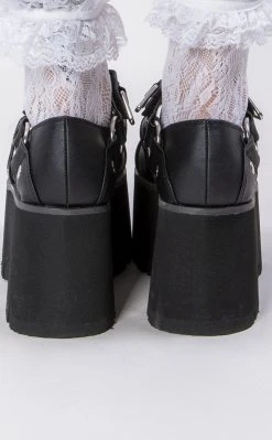 Demonia ASHES-33 Black Platform Mary Janes