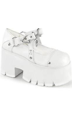 Demonia ASHES-33 White Platform Mary Janes (Au Stock) Shoes