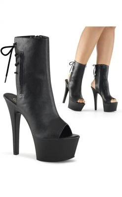 Pleaser Pole Shoes ASPIRE-1018 Black / Black Matte Ankle Boots