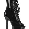 Pleaser ASPIRE-1021 Black Patent Ankle Boots Pole Shoes