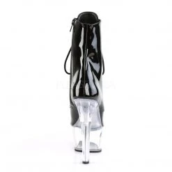 Pleaser ASPIRE-1021 Black Patent & Clear Ankle Boots