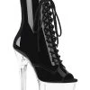 Pleaser ASPIRE-1021 Black Patent & Clear Ankle Boots