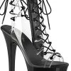 Pleaser ASPIRE-600-30 Clear & Black Ankle Boots