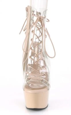 Pleaser Pole Shoes ASPIRE-600-30 Clear & Nude Ankle Boots