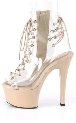 Pleaser Pole Shoes ASPIRE-600-30 Clear & Nude Ankle Boots