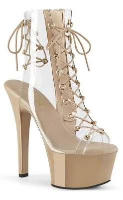 Pleaser Pole Shoes ASPIRE-600-30 Clear & Nude Ankle Boots