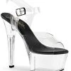 Pleaser ASPIRE-608 Clr-Blk/Clr Heels Pole Shoes