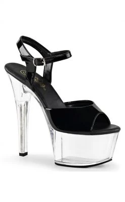 Pleaser ASPIRE-609 Blk Pat/Clr Heels