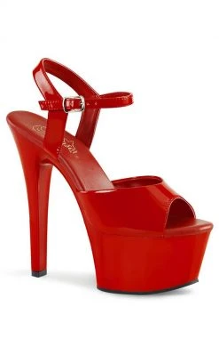 Pleaser ASPIRE-609 Red Patent Heels