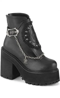 Demonia Shoes ASSAULT-55 Black Ankle Boots
