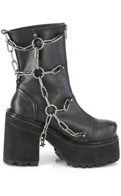 Demonia ASSAULT-66 Black Vegan Chain Boots
