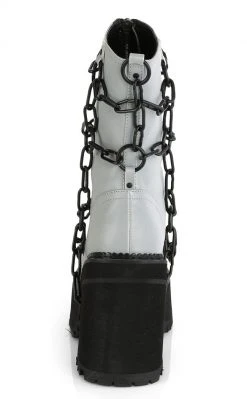 Demonia ASSAULT-66 Grey Reflective Chain Boots Shoes