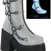Demonia ASSAULT-66 Grey Reflective Chain Boots Shoes