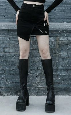 Punk Rave Clothing Accursed Denim Mini Skirt