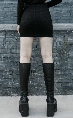 Punk Rave Clothing Accursed Denim Mini Skirt