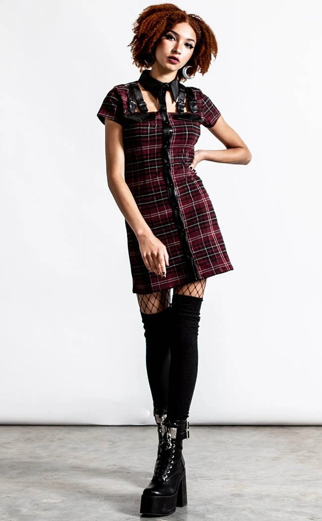 Killstar Clothing All Attitude Cut Out Dress | Blood Tartan 4 Killstar Clothing All Attitude Cut Out Dress | Blood Tartan