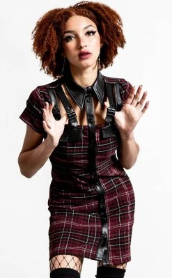 Killstar Clothing All Attitude Cut Out Dress | Blood Tartan