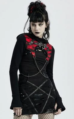 Punk Rave Anathema Cropped Hood | Black & Red