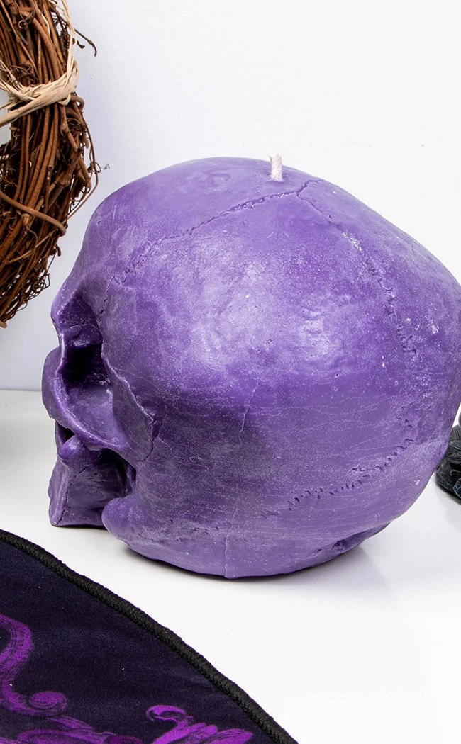 Luna Moth Anatomical Skull Candle | Amethyst 7 Luna Moth Anatomical Skull Candle | Amethyst